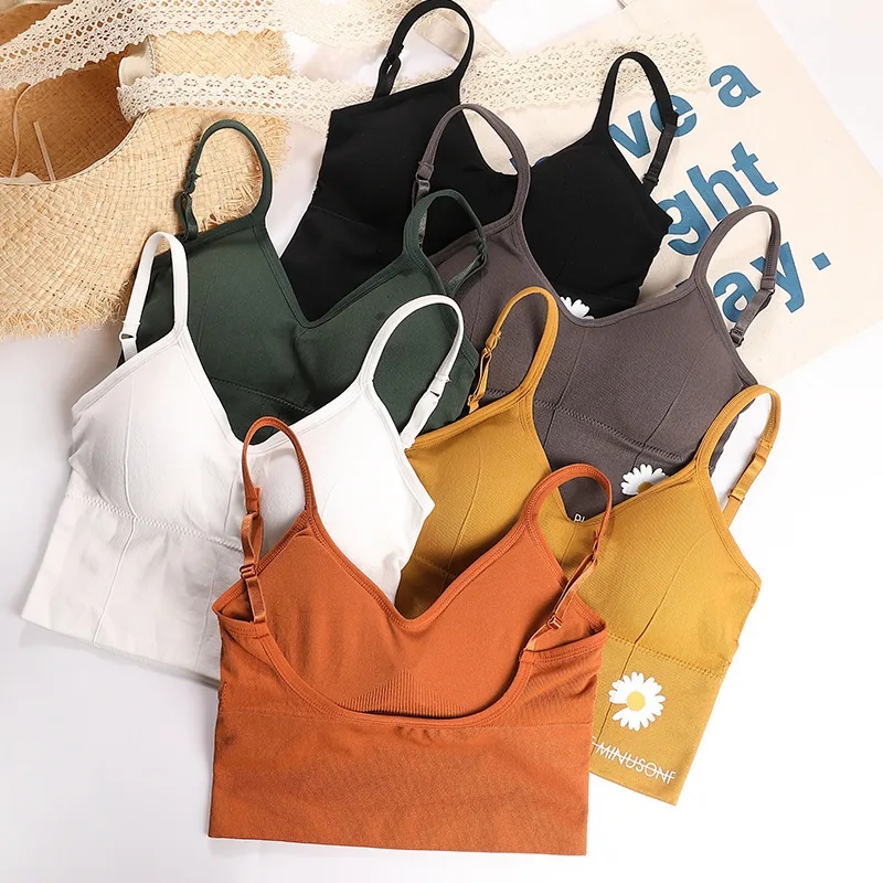 Women's Cotton Bra Tank Top Bra Women Fashion Tank Up Female Sports Bra Sexy Lingerie Push Up Brassiere Ladies Bralette Top